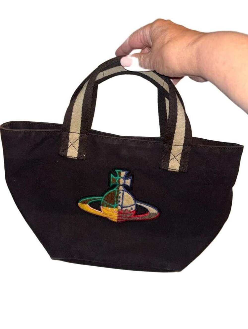 Vivienne Westwood Black Canvas Orb Logo Tote Handbag
